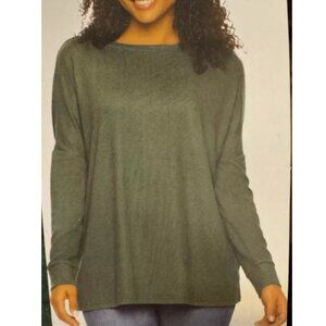 NWT Felina Women Long Sleeve Crew Neck Everyday T-Shirt Green Sz 2XL $30 11HL086
